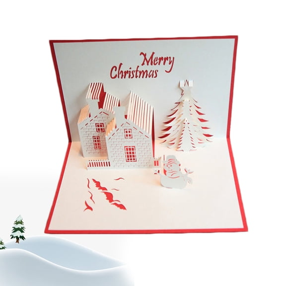 GOOHOCHY 3D Snowman Christmas Greeting Cards Set, Holiday Workshop Red Cards, Festive Seasonal Wishes