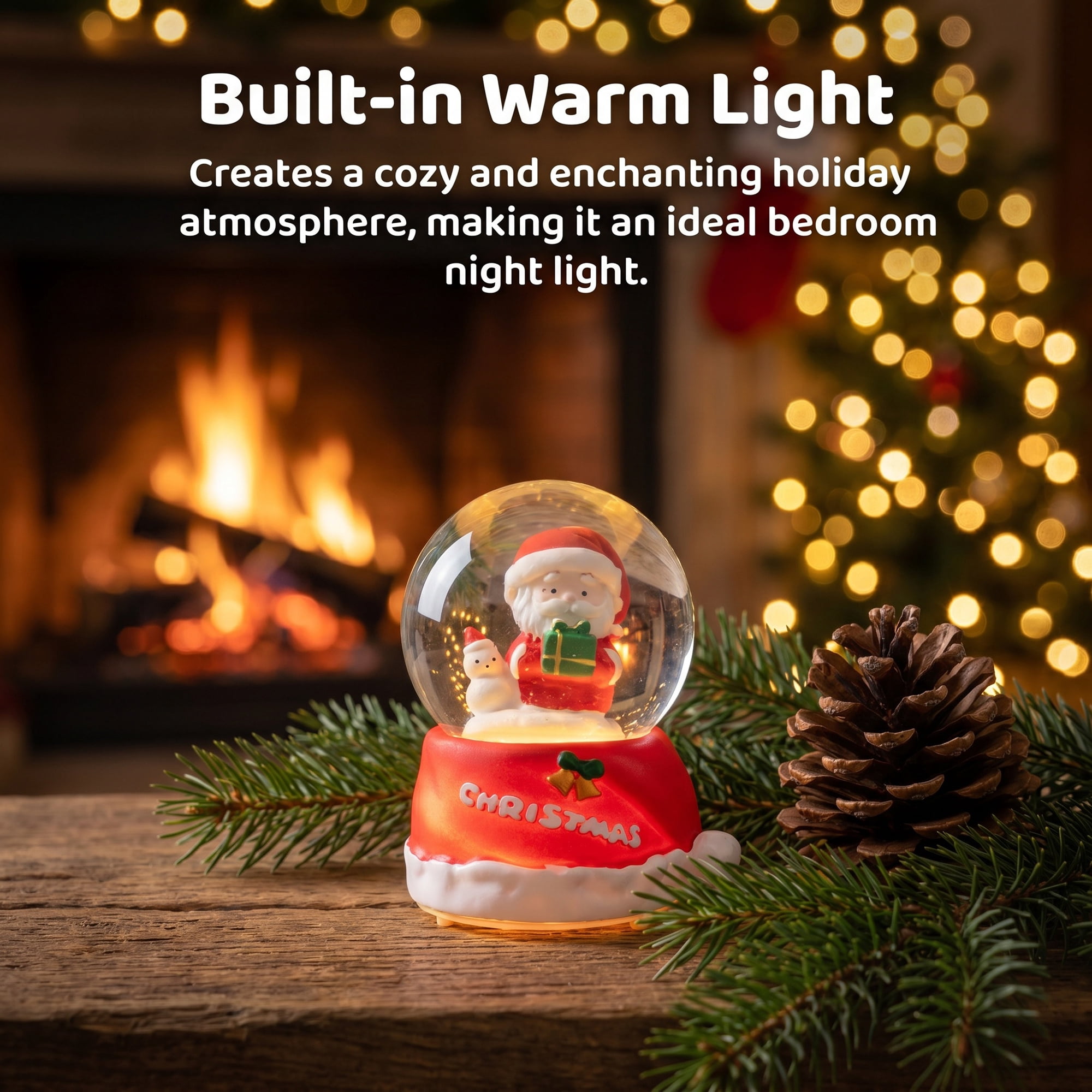 Unique Bargains Crystal Ball Shatterproof LED Glitter Snow Globe Red A 2.6" x 2.6" x 3.7"