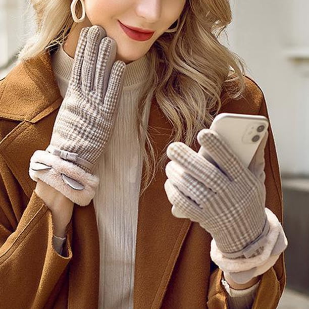 Guantes térmicos de invierno para mujer Guantes cálidos con pantalla táctil para mujeres y niñas de invierno: talla inconfundible Caqui