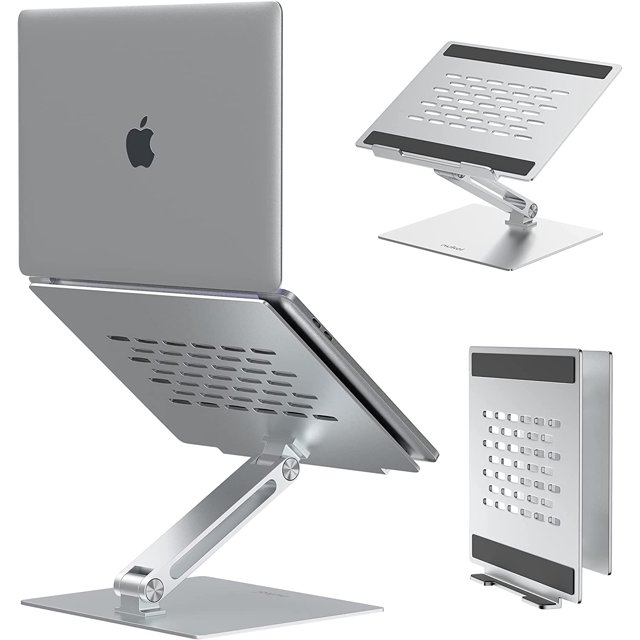 Support Ordinateur Portable pour Bureau, Hauteur Réglable Portable Ordinateur Portable, NUKOI Support Ordinateur Ergonomique Pliable Ultime pour Ordinateur Portable jusqu'à 16 Pouces, Compatible avec MacBook Pro, Air, HP, Ordinateur Portable - Argent