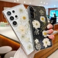 thumbnail image 2 of for Samsung Galaxy S25 Ultra Case with Real Flower, Cute Glitter Aesthetic Floral Pattern Slim Soft TPU Bumper Shockproof Protective Women Girly Phone Cover for Galaxy S25 Ultra, White/Gold, 2 of 6
