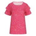 thumbnail image 3 of USSUMA Womens Clothes Summer Tops for Women 2025 Round Neck Short Sleeve Keyhole Neck Plus Size Tops for Women Leisure Blouse Breathable T-Shirt Camping Hot Pink Polyester Up to 45% off XXXL, 3 of 5