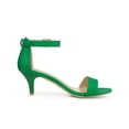 thumbnail image 3 of BLISSFUL STEP Women's Shoes Kitten Heel Ankle Strap Open Toe Sandals Green 8.5, 3 of 7