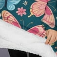 thumbnail image 3 of Oversized Wearable Blanket Hoodie,Pink Butterfly Rose Daisy Green Pattern Sherpa Blanket Hoodie with Super Pockets,Super Warm Fuzzy Pullover for Women & Men, 3 of 6