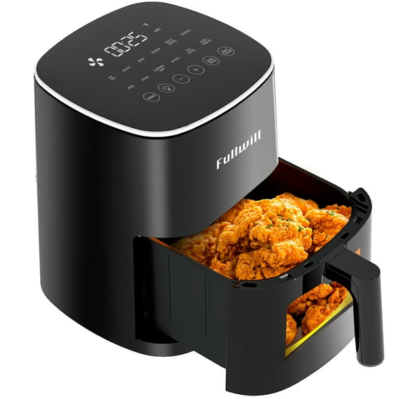 Fullwill Air Fryer with Viewing Window 6QT,5-in-1 Multi-Function(Air Fry,Roast,Bake,Reheat,Dehydrate) plus 7 One-Touch Presets for Wings,Fries,Steak and More,85% Less Oil Cooking for Families