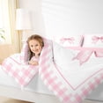 thumbnail image 3 of Erosebridal Watercolor Bow Twin Bedding Sets for Girls, Pink Plaid Buffalo Bedding Comforter Set for Women, Pink Reversible, 7 Pieces, 3 of 6