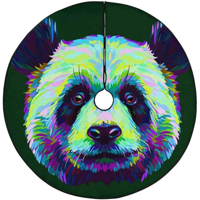 RYLABLUE Tapis de Support de Jupe Graphique Panda Abstrait Arbre de Noël pour Décoration de Fête Intérieure Extérieure 48 Pouces
