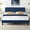 Dark Blue, variant on VECELO Queen Bed Frame with Upholstered Headboard, Heavy-Duty Platform Bedframe with Strong Wooden Slats Support, No Boxing Spring Needed, Dark Gray