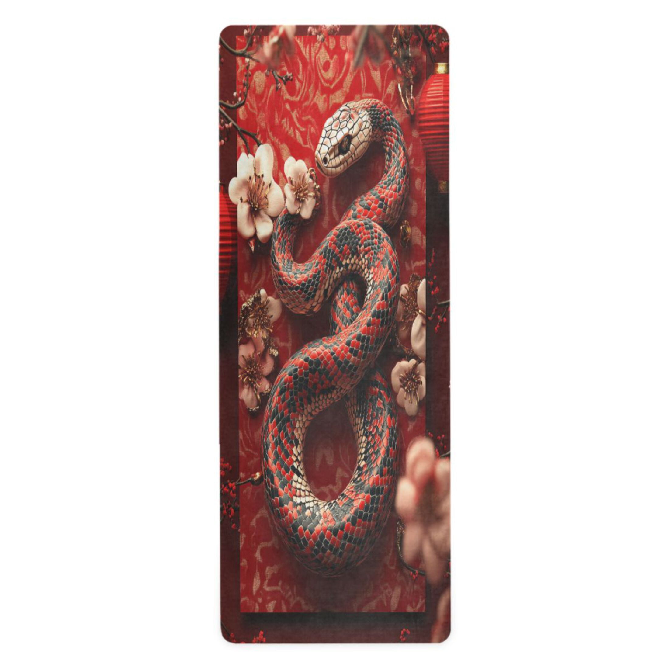 BZSMCE Yoga Mat Women Red Snake with Flowers Fitness Mat