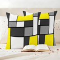 thumbnail image 2 of Outdoor Pillow Covers Pack of 2, Yellow Gray White Color Block Waterproof Throw Pillowcase Cushion Cases, Modern Geometric Square Decorative Pillow Cover for Couch Sofa Home Bed Patio, 2 of 9