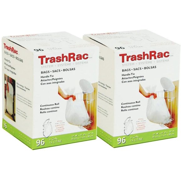 TrashRac Refill Bags for 3 Gallon Frame - 96 Count - 2 Pack (Total 192 Bags)