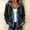Black, variant on Women Hooded Patchwork Shacket Long Sleeve Button Down Ribbed Knit Denim Spliced Shirt Jacket Casual Loose Outerwear