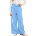 thumbnail image 4 of Girls Corduroy Pants with Pockets Baggy Fall Fashion Casual Elastic Waist Kids Wide Leg Pants Blue 8, 4 of 8