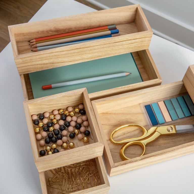 Martha Stewart Enzo 6 Piece Wooden Desk Drawer Organizer Set in