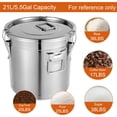 thumbnail image 2 of Miumaeov 5.5 Gal 304 Stainless Steel Airtight Container with Lid, Metal Bucket for Dog Food Bird Seed Storage, Rodent Proof Canister for Kitchen(21L), 2 of 9