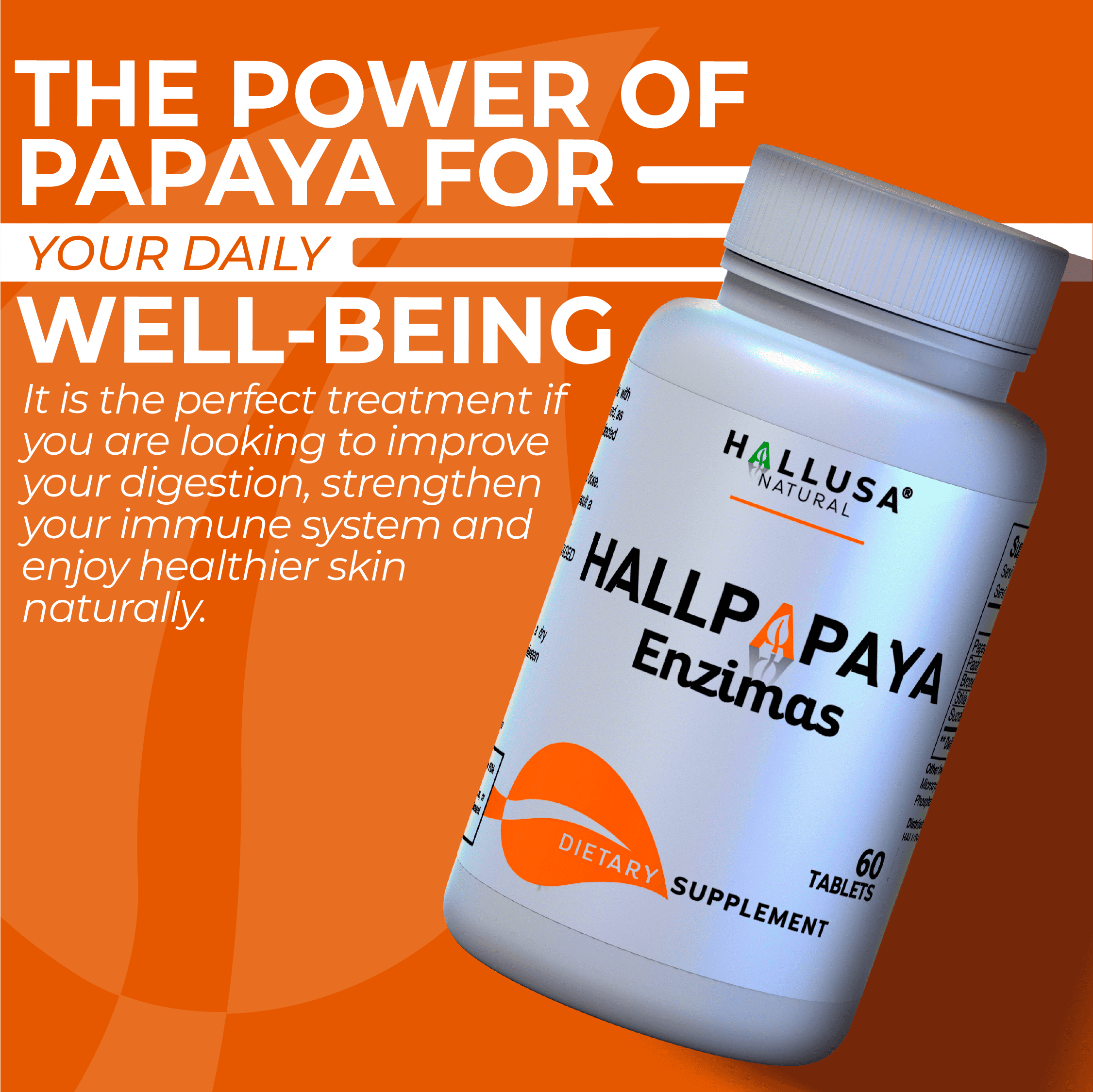 HALLUSA Papaya Enzyme – Digestive Enzymes for Women and Men Probiotics for Digestive Health 60Tabs