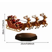 Levitation Santa Sleigh Display, Floating Christmas Santa Claus With Reindeer Decor, Rotating Levitating Figurine For Holiday Home Decor & Gift