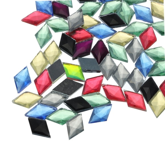 Gemas de diamante acrílicas de Uxcell con respaldo plano de 18x11mm, strass artificiales, cuentas para manualidades, pintura facial multicolor, 100 piezas