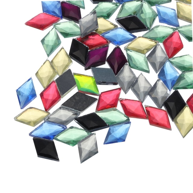 Gemas de diamante acrílicas de Uxcell con respaldo plano de 18x11mm, strass artificiales, cuentas para manualidades, pintura facial multicolor, 100 piezas