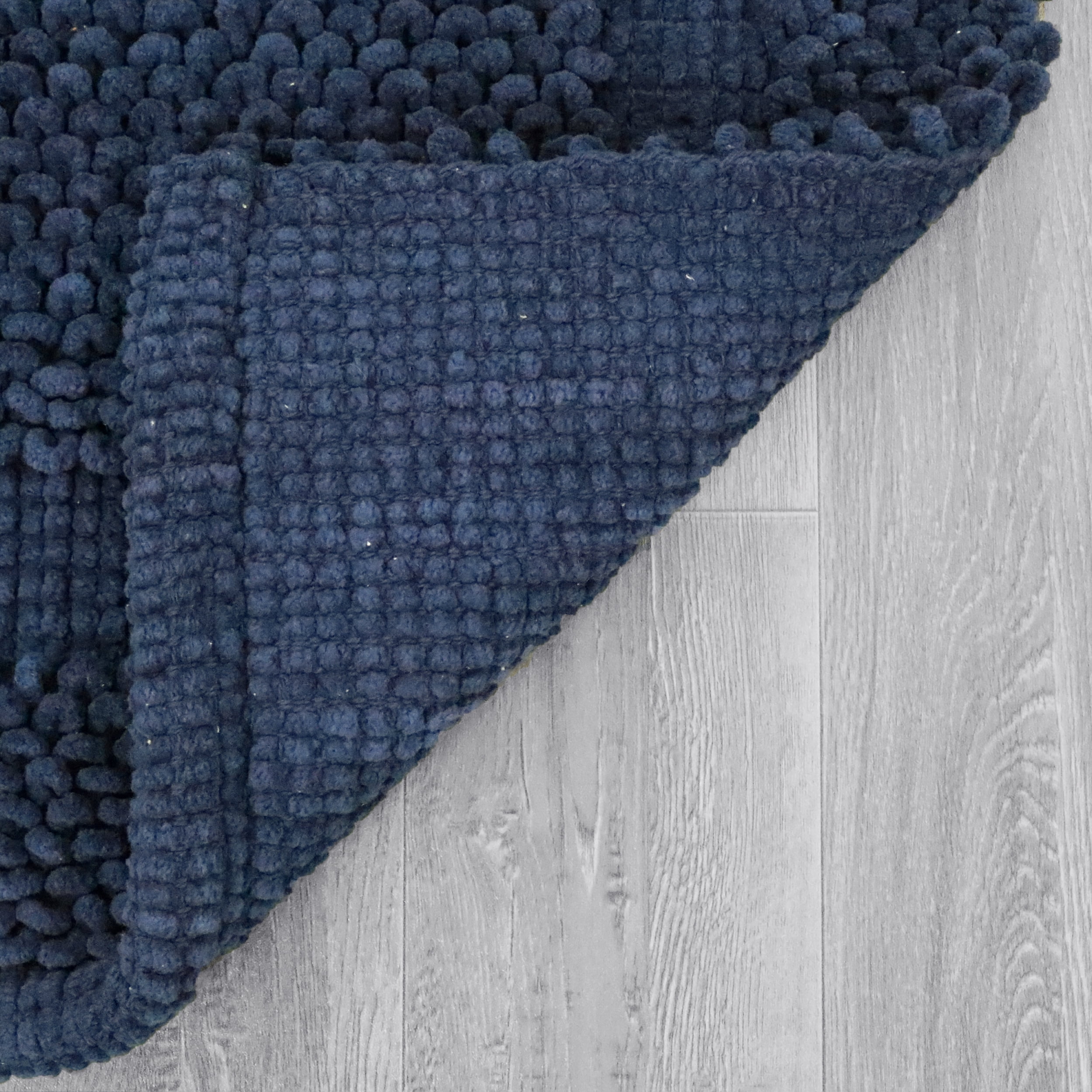 Jean Pierre New York Sophie Border 100% Cotton Bath Mat - Non-Slip Bath Rug - Midnight Navy - 20" x 32"