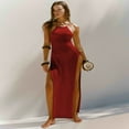 thumbnail image 6 of LYMAYTER Women Halter Dresses Knitted Fashion Open Back Dress for S-L Double High Slit Beach Long Dress, 6 of 7