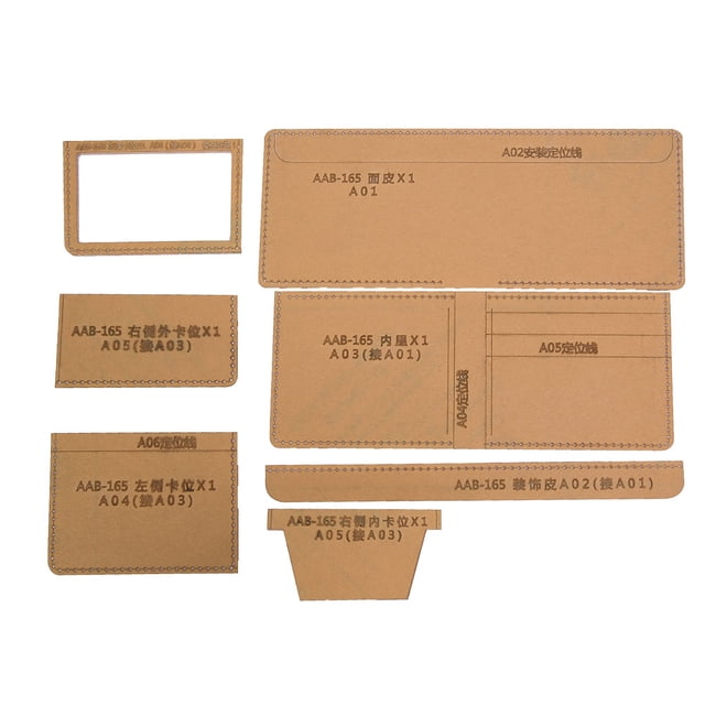 Plantilla acrílica con patrón de billetera corta, molde para manualidades de cuero hechas a mano.