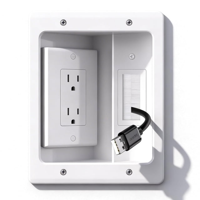 Kit ocultacables de pared Naerza con toma empotrada para TV