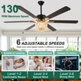 thumbnail image 4 of Cusp Barn 65" Vintage Crystal Shade Ceiling Fan with Lights and Remote Control, All Seasons DC Motor Reversible Fan with Lights, 4 of 11