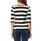 thumbnail image 3 of Camiseta básica de ajuste slim con cuello redondo y mangas de codo para mujer INSPIRE CHIC, estampada, color negro M, 3 of 6