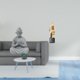 thumbnail image 2 of Escultura abstracta de Buda Mono, figura coleccionable, estatua decorativa, recuerdo para hotel, patio, casa, oficina, mesa de centro., 2 of 8