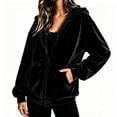 thumbnail image 5 of Bexdxz Zip Up Hoodie Women Velvet Elegant Oversized Long Sleeve Hooded Sweatshirt | Womens Hoodies Pullover 2026 Velvet Oversized Loose Fit Full Zip Hooded Black L, 5 of 6