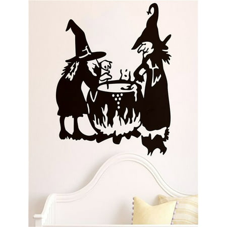 Halloween Witch Background Wall Sticker Window Home Decoration Decal Decor