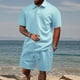 thumbnail image 2 of Pantalones de Carga con Cordón para Hombres, Verano Casual Color Sólido, Conjunto de Botones de Solapa de Manga Corta, 2 of 9
