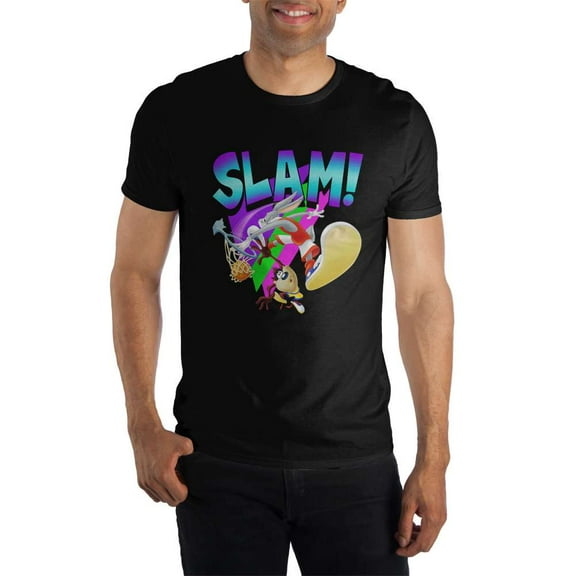 All Star Bugs Bunny Slam Over Tazmanian Devil Vertical Jump Gift Men's Black T-Shirt Tee Shirt-Medium