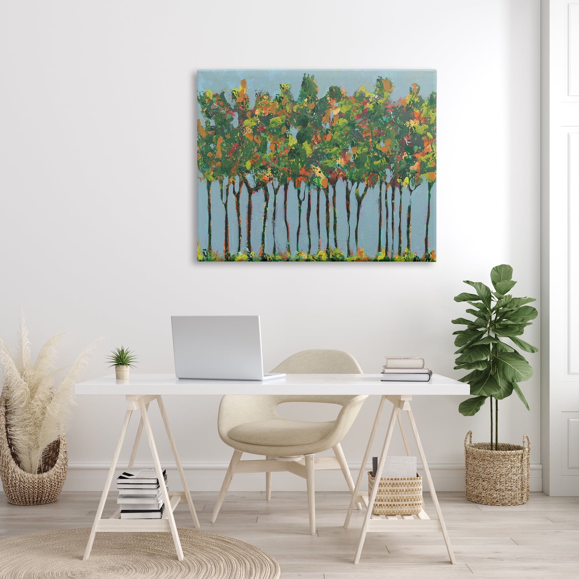 Stupell Industries Abstract Trees Seasonal Transition Leaves Blue Sky, 36 x 48, Designed by Regina Moore