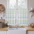 thumbnail image 2 of Aqua Yellow Stripe Tier Curtains, Abstract Art Modern Vertical Striped Light Filtering Kitchen Curtains, 2Pcs Rod Pocket Half Window Treatments Panels for Sink Cafe Cabinet Basement 27.5x45 Inches, 2 of 9