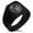 Black, variant on Stainless Steel Ivy Branch Kamon Crest Needle Stripe Pattern Biker Style Polished Ring