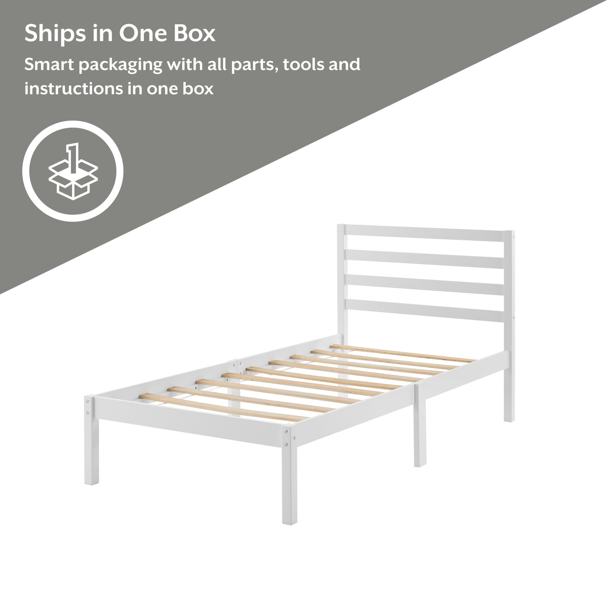 Mainstays Palmer Twin Platform Bed, White