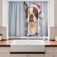 thumbnail image 2 of Ambesonne Boston Terrier Kitchen Curtains, Xmas Santa Funny Dog, 55"x45", Pale Grey and Champagne, 2 of 3