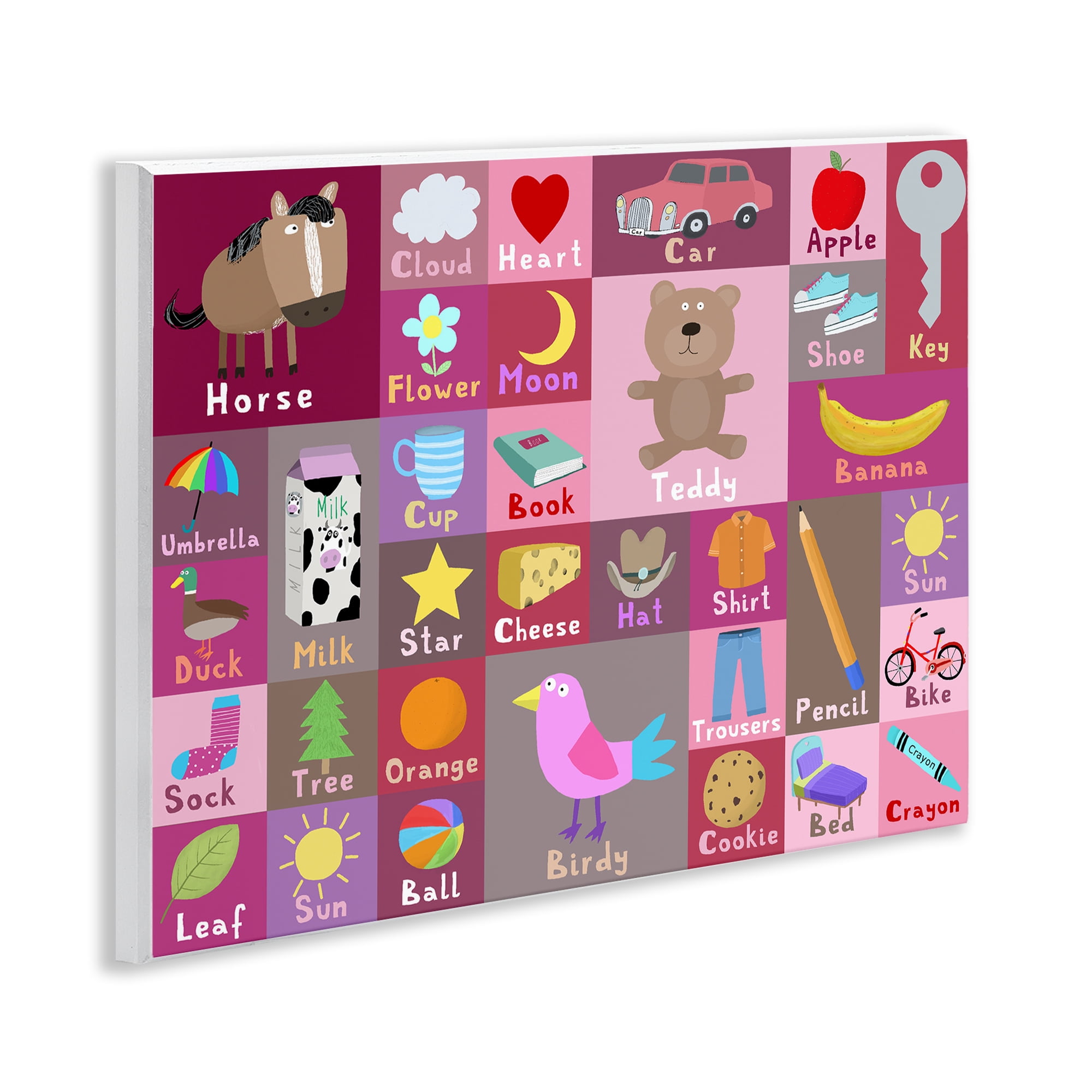 Stupell Industries Pink First Words Wall Plaque Art, design by Carla Daly