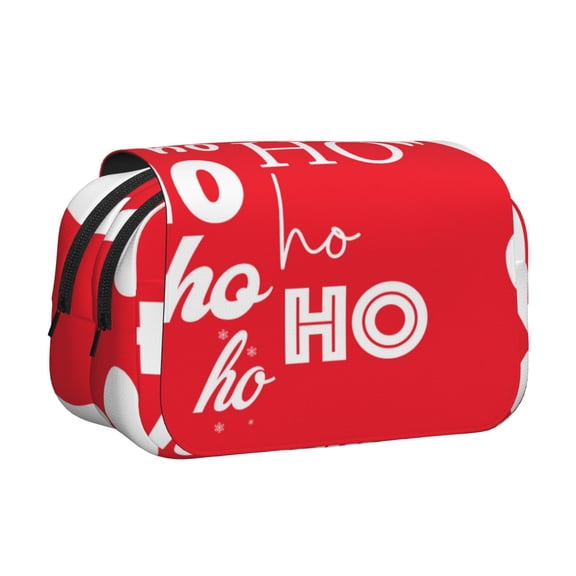 Kdxio Saying Ho Ho Ho for Double Compartment Pen Case Oxford Organizer with Zipper Pockets for Students Artists