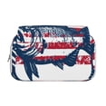 thumbnail image 2 of Kdxio bass fish with the USA flag for Double Compartment Pen Case Oxford Organizer with Zipper Pockets for Students Artists, 2 of 7