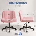 thumbnail image 5 of CELTOSS Criss Cross Legged Home Office Chair, Fabric Armless Swivel Task Computer Chair with Wheels, Wide Seat, Vanity Chair, Comfy Chair, Pink, 5 of 15