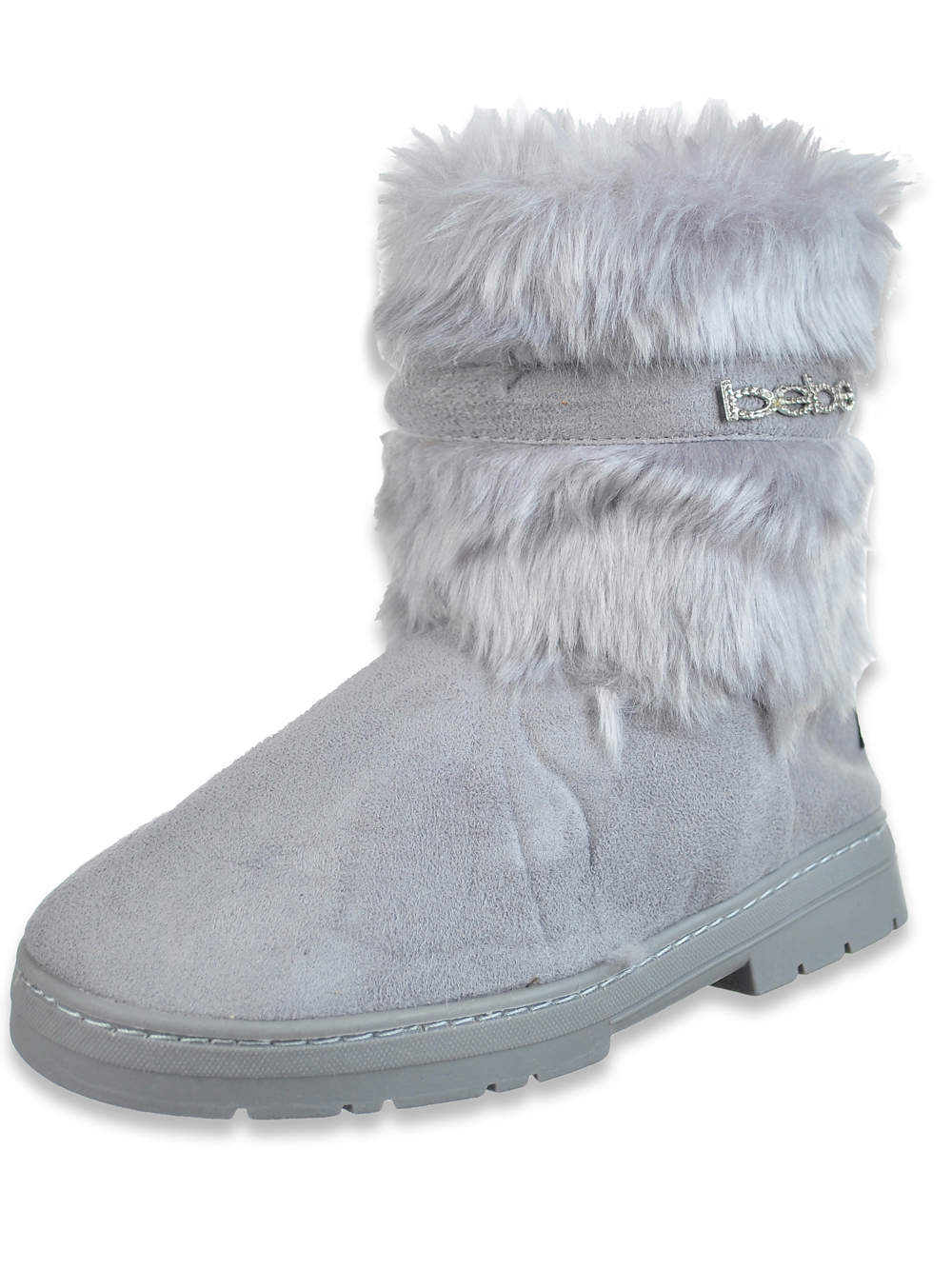 Bebe Girls Faux Fur Sheep Boots gray 3 youth Walmart