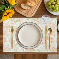 thumbnail image 4 of Beige Flowers Placemats Set of 12, Farmhouse Botanical Floral Green Leaves Placemats for Dining Table, Place Mats for Kitchen Tabletop, Waterproof Wipeable Dining Table Mats Set, 4 of 9