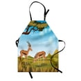 thumbnail image 1 of Antelope Apron, Cartoon Nature Scene Landscape with Animals on Grass Wildlife Outdoorsy Graphic, Unisex Kitchen Bib with Adjustable Neck for Cooking Gardening, Adult Size, Multicolor, by Ambesonne, 1 of 4