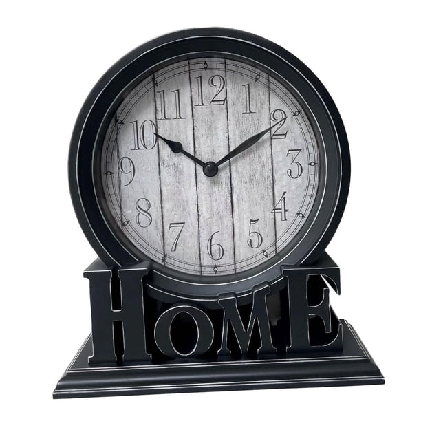 Reloj de escritorio sin tictac, estilo europeo, clásico, retro, analógico, reloj de mesa para Borde plateado