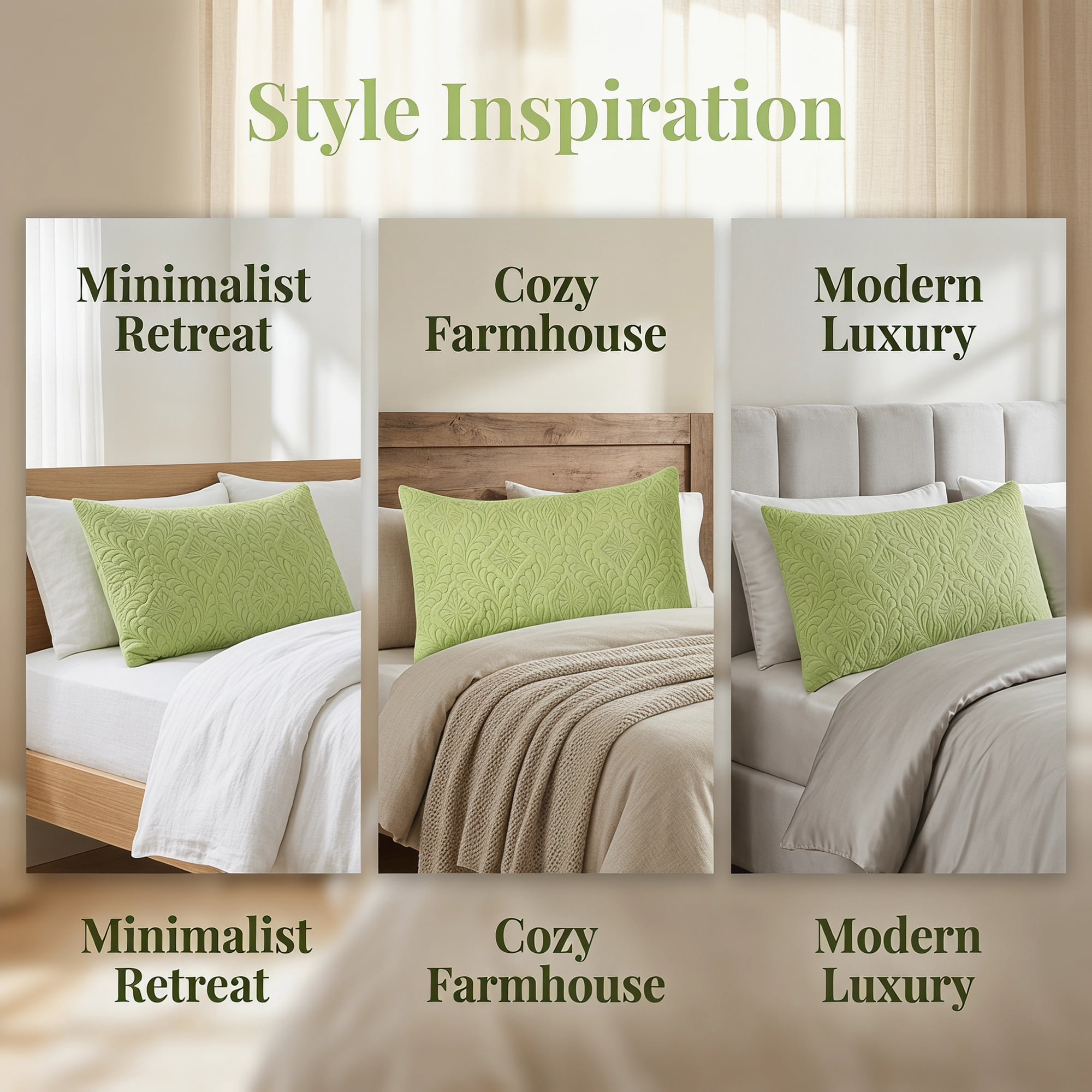 Unique Bargains Pillow Protectors with Envelope Standard Breathable Cotton Covers Green B