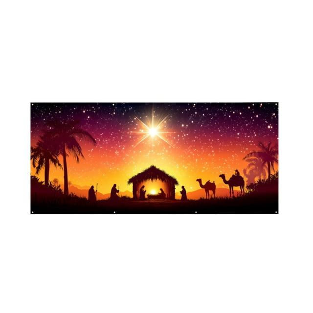 A Large Christmas Garage Banner For Outdoor Decorations Party Background And Festive Scene Setup Made From Durable Polyester Material With Vibrant Graphics