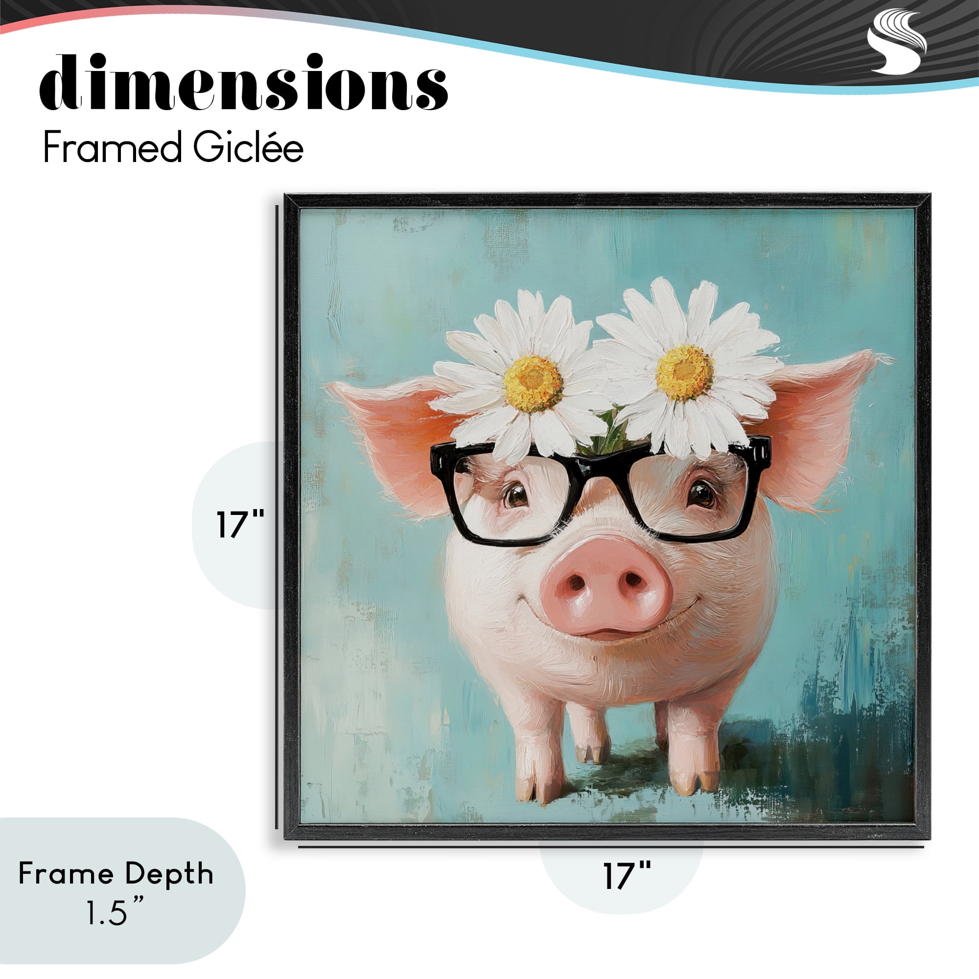 Stupell Industries Nerdy Natalie Piglet Black Framed Giclee Art, design by Tina LeCour